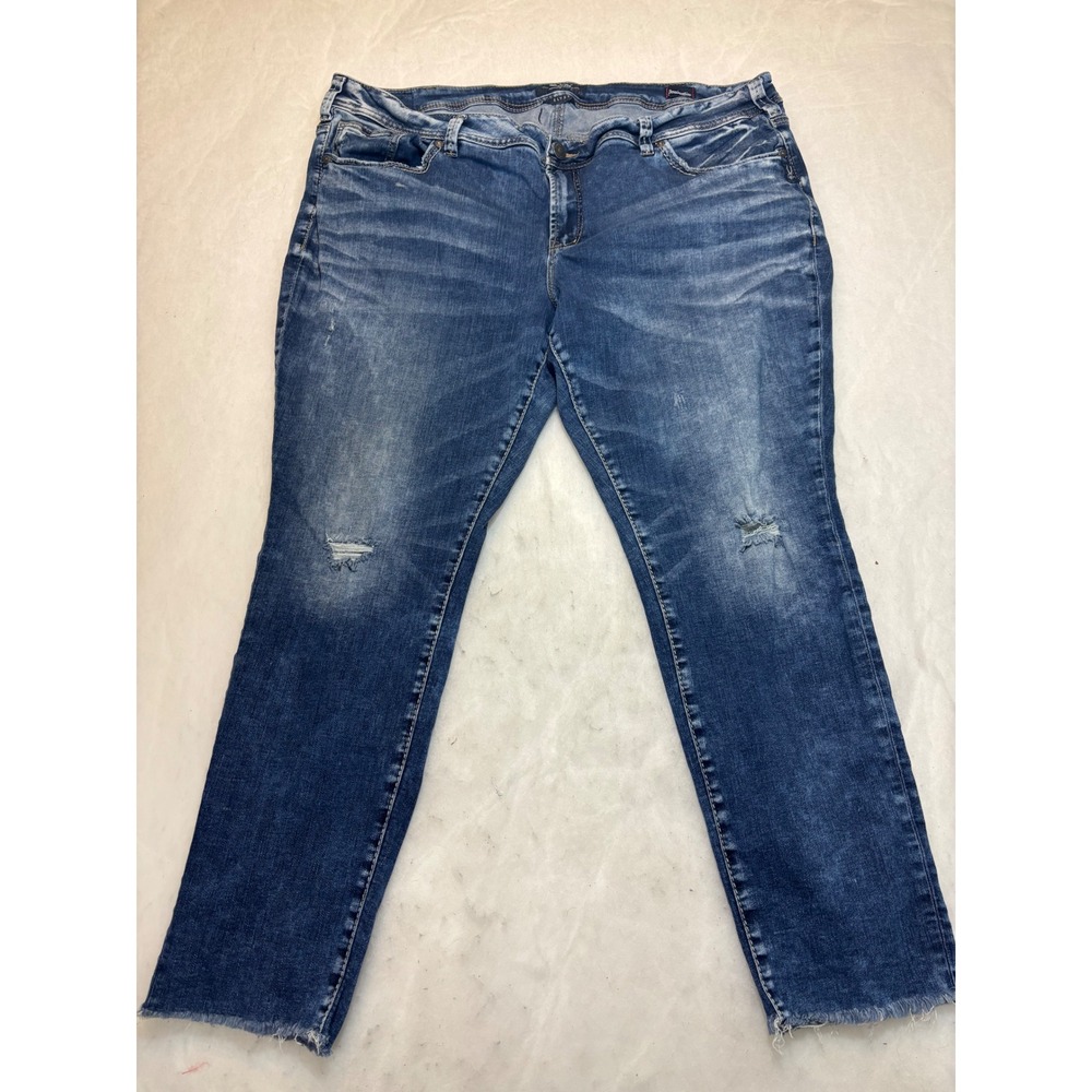 Silver Jeans Co Elyse Mid Skinny Jeans Distressed Blue Wash Women's Size 24‎ 29